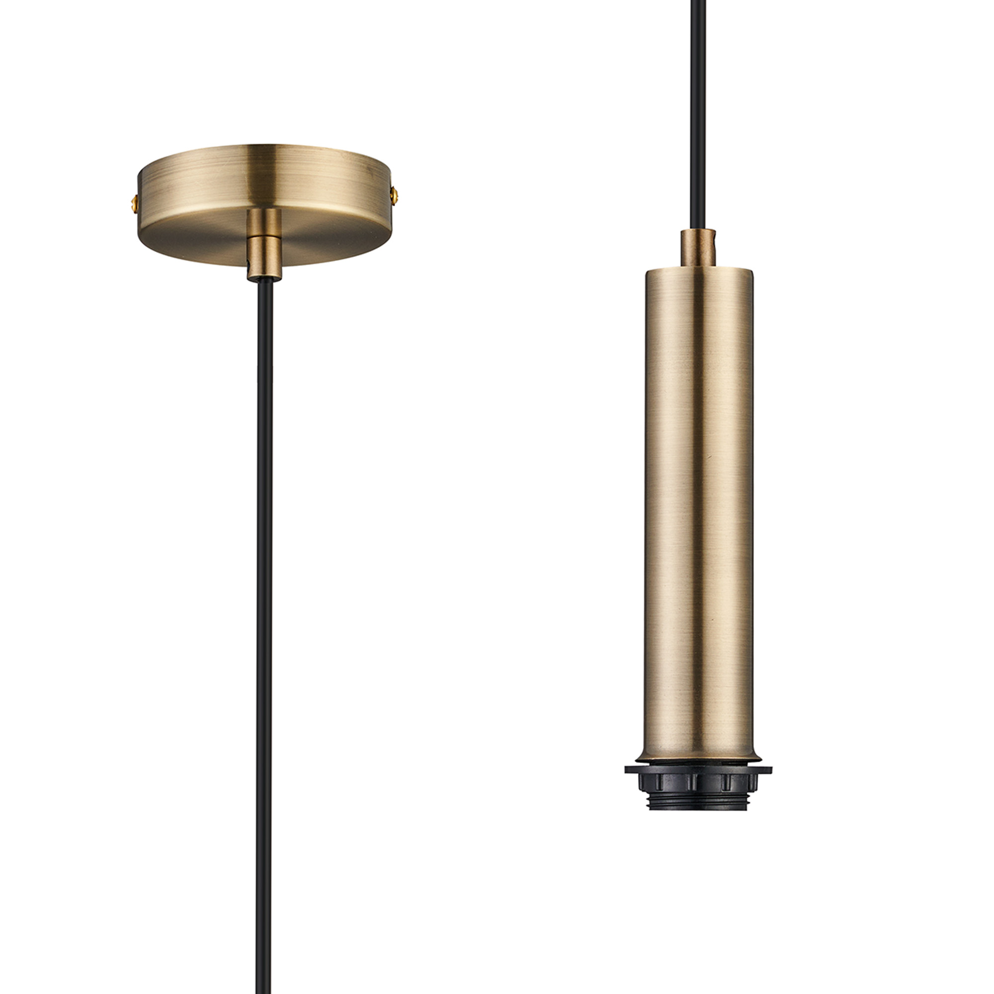 D0890AB  Wick 1.5m 1 Light Pendant, 1 x E27, Antique Brass